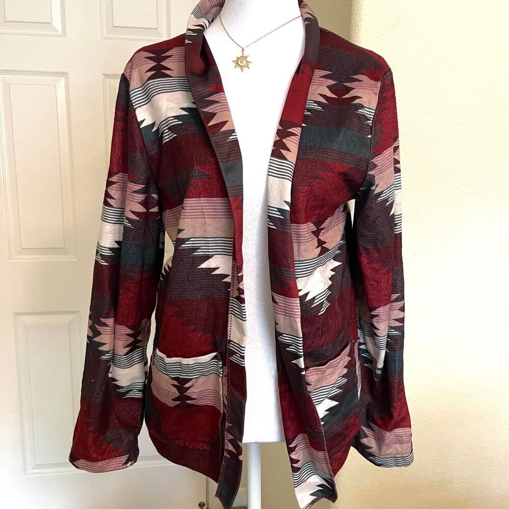 Misslook Aztec wool blend geometric pattern jacket - size medium